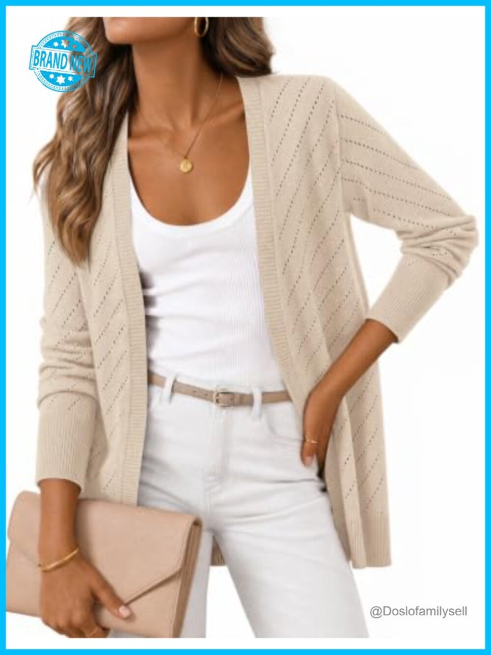 Crochet Lightweight Open Front Cardigan Boho Knit Sweater